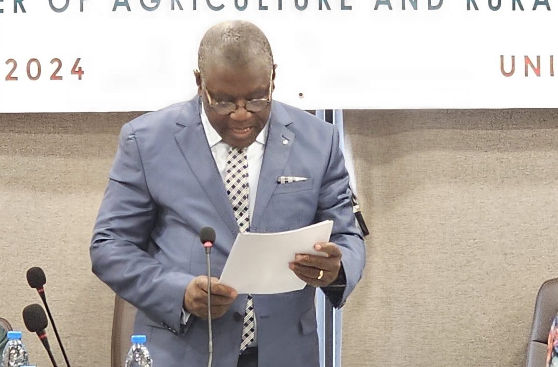 Chairperson of Steering Committee, Mr. Gabriel MBAIROBE, Minister of Agriculture and Rural Development, opens the session